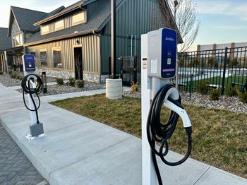 A charging station for electric vehicles outside of a house